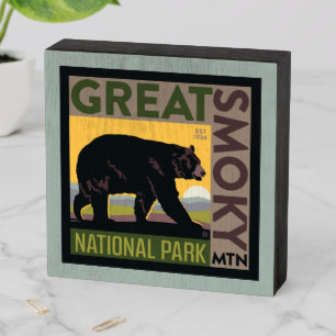 Great Smoky Mountain National Park  Bear Wooden Box Sign
