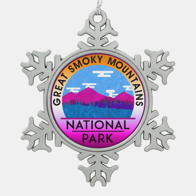 Great Smoky Mountain National Park Tennessee Snowflake Pewter Christmas Ornament (Front)