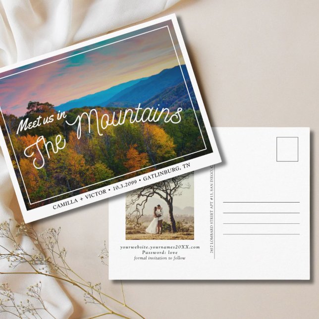 Great Smoky Mountain Wedding the Date Postcard (Great Smoky Mountains National Park Save the Date)
