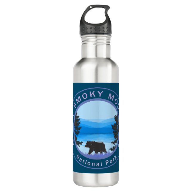 Great Smoky Mountains Bear Stainless Steel Water Bottle (Front)