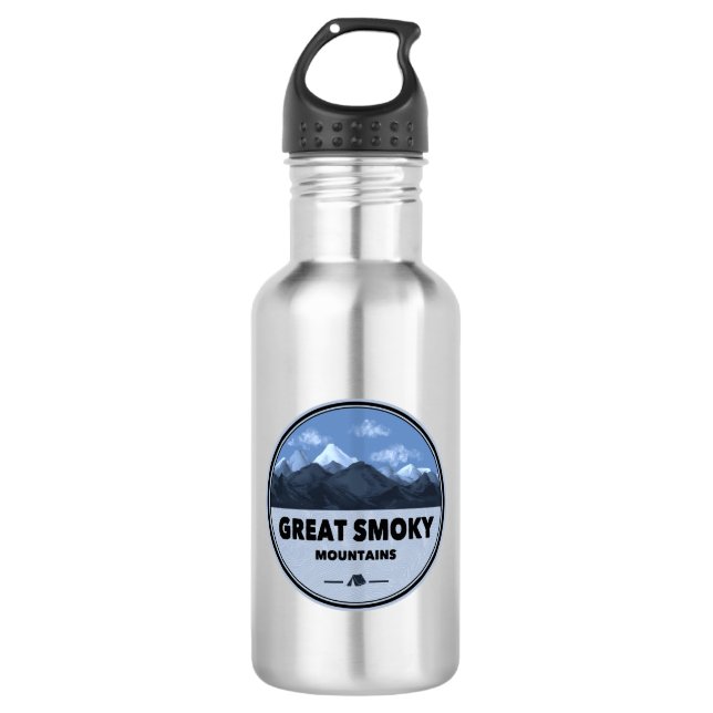 Great Smoky Mountains Camping Stainless Steel Water Bottle (Front)