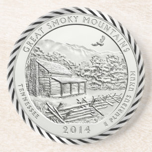GREAT SMOKY MOUNTAINS COIN  COASTER