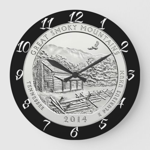GREAT SMOKY MOUNTAINS COIN  LARGE CLOCK