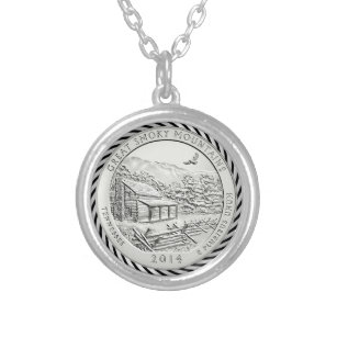 GREAT SMOKY MOUNTAINS COIN SILVER PLATED NECKLACE