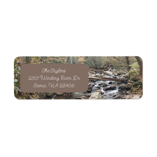 Great Smoky Mountains Fall Leaves River Address Label (Front)