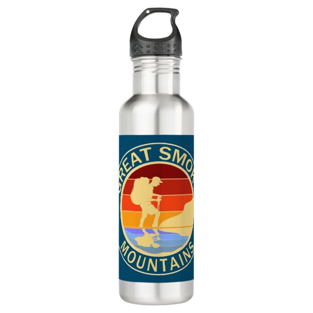 Great Smoky Mountains Hiking Stainless Steel Water Bottle (Front)