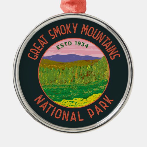 Great Smoky Mountains National Park Art Distressed Metal Ornament