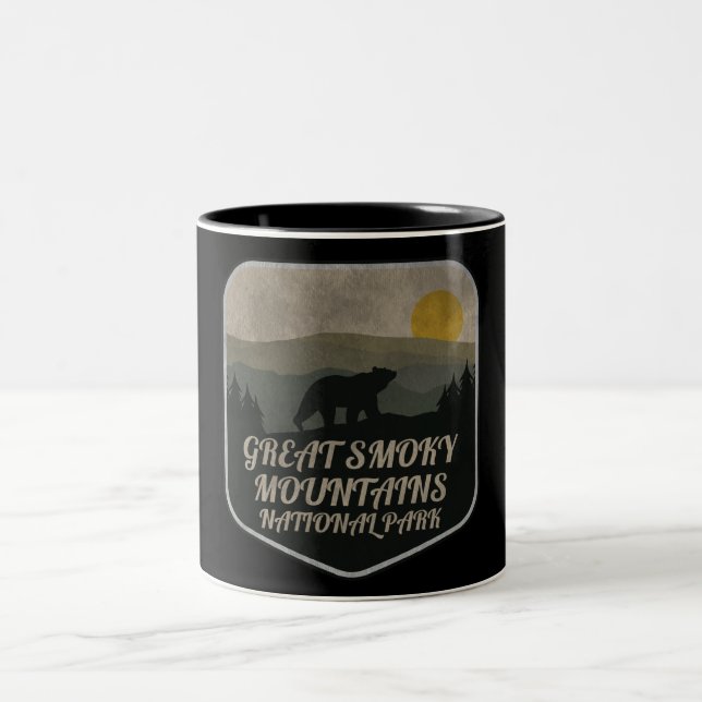 Great Smoky Mountains National Park Bear Two-Tone Coffee Mug (Center)