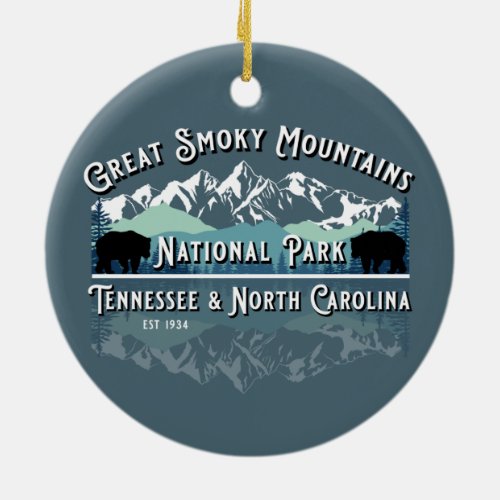 GREAT SMOKY MOUNTAINS NATIONAL PARK HOLIDAY CERAMIC ORNAMENT