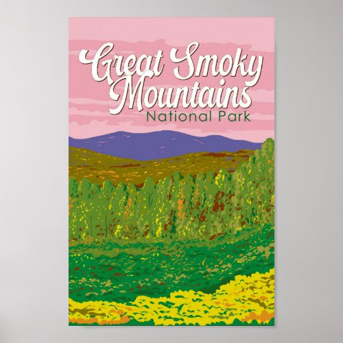 Great Smoky Mountains National Park Illustration Poster