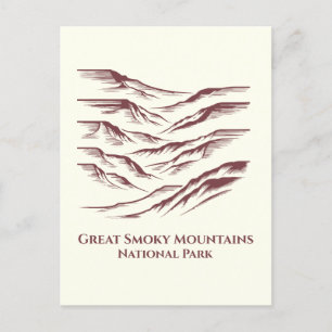 Great Smoky Mountains National Park Line Art Postcard