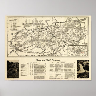 Great Smoky Mountains National Park Map Poster
