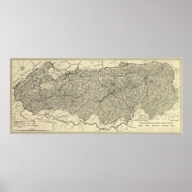 Great Smoky Mountains National Park Map Poster (Front)