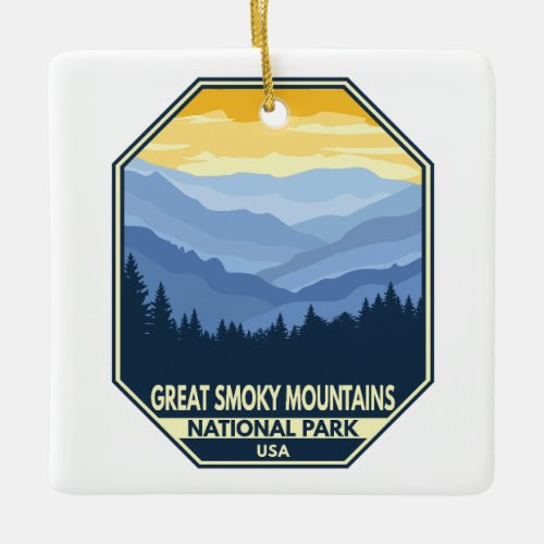 Great Smoky Mountains National Park Minimal Retro Ceramic Ornament