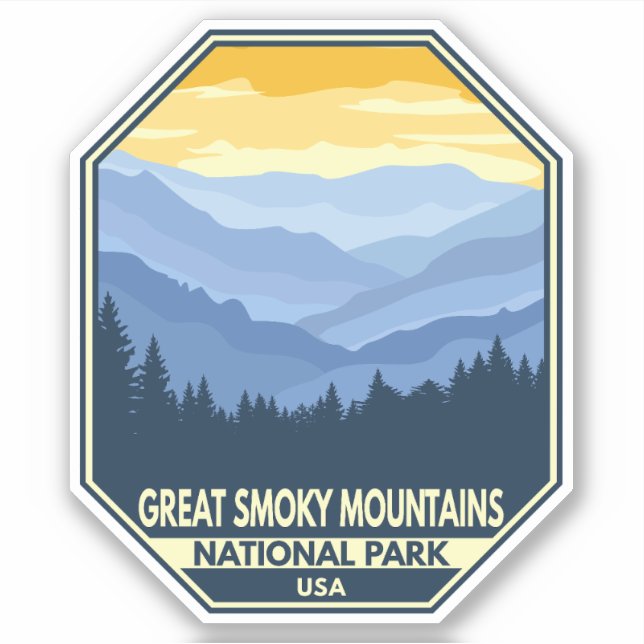 Great Smoky Mountains National Park Minimal Retro Sticker (Front)