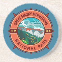 Great Smoky Mountains National Park Retro Compass Coaster