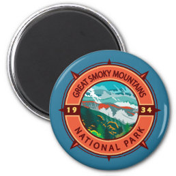 Great Smoky Mountains National Park Retro Compass Magnet