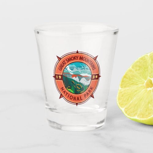 Great Smoky Mountains National Park Retro Compass Shot Glass