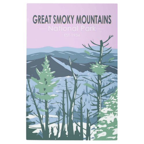  Great Smoky Mountains National Park Retro  Metal Print