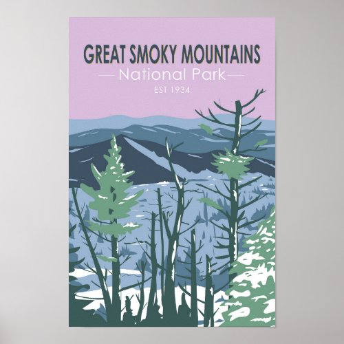 Great Smoky Mountains National Park Retro  Poster