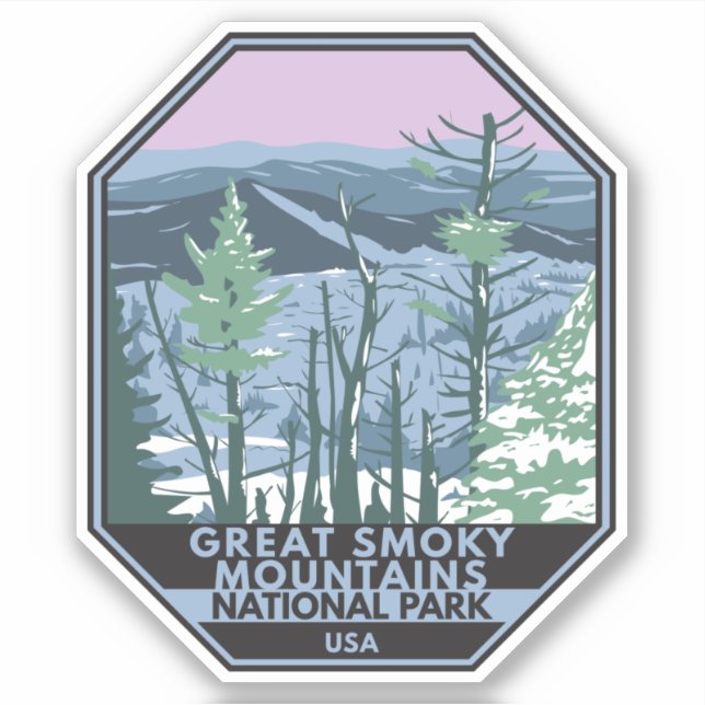 Great Smoky Mountains National Park Retro Sticker (Front)
