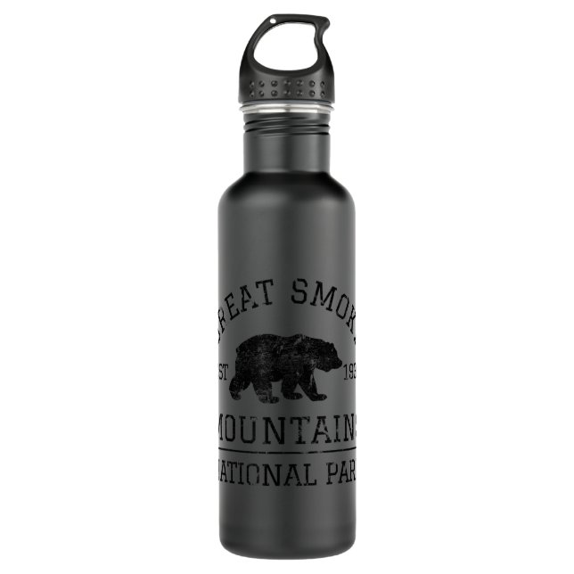 Great Smoky Mountains National Park Tennessee Bear Stainless Steel Water Bottle (Front)