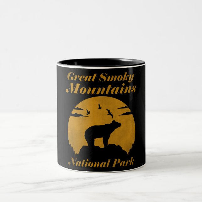 Great Smoky Mountains National Park Usa Bear Two-Tone Coffee Mug (Center)