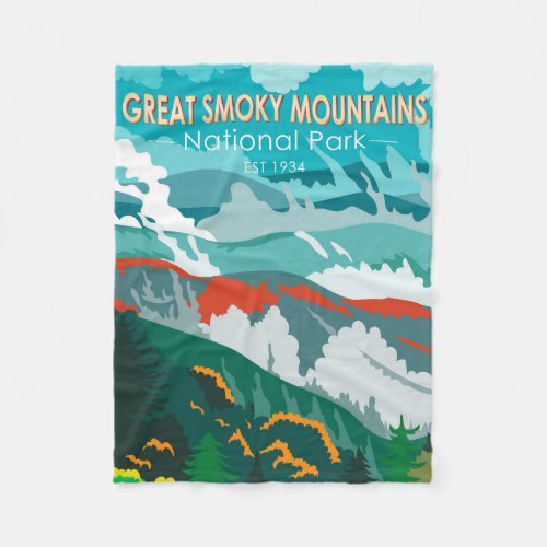  Great Smoky Mountains National Park Vintage Fleece Blanket