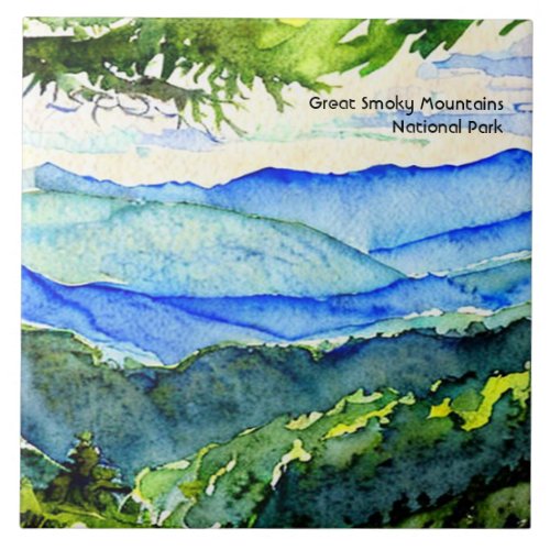 Great Smoky Mountains National Park watercolor Ceramic Tile