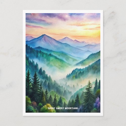 Great Smoky Mountains National Park Watercolor  Postcard