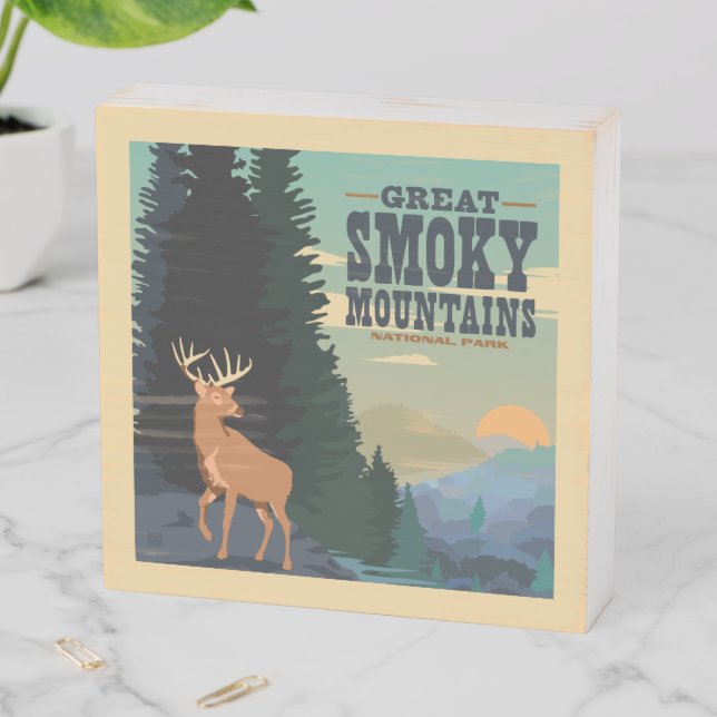 Great Smoky Mountains National Park Wooden Box Sign (In Situ Horizontal)