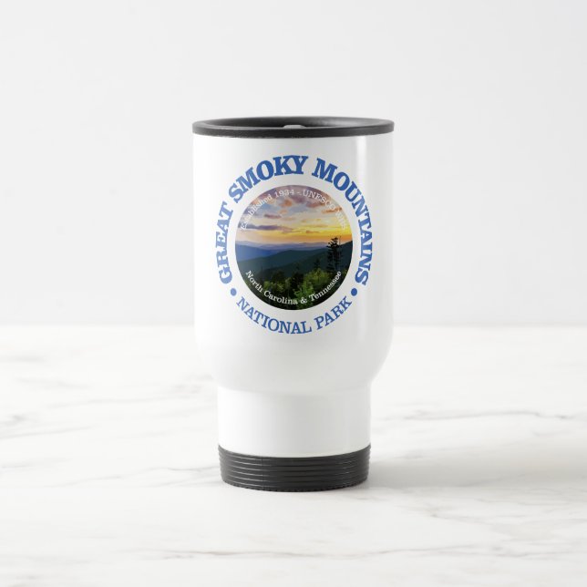 Great Smoky Mountains NP (rd)2 Travel Mug (Center)