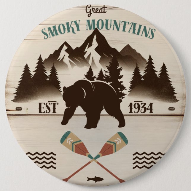Great Smoky Mountains, TN bear Button (Front)