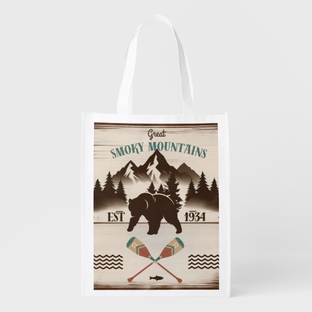 Great Smoky Mountains, TN bear Grocery Bag (Front)