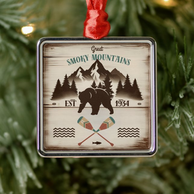 Great Smoky Mountains, TN bear Metal Ornament (Tree)