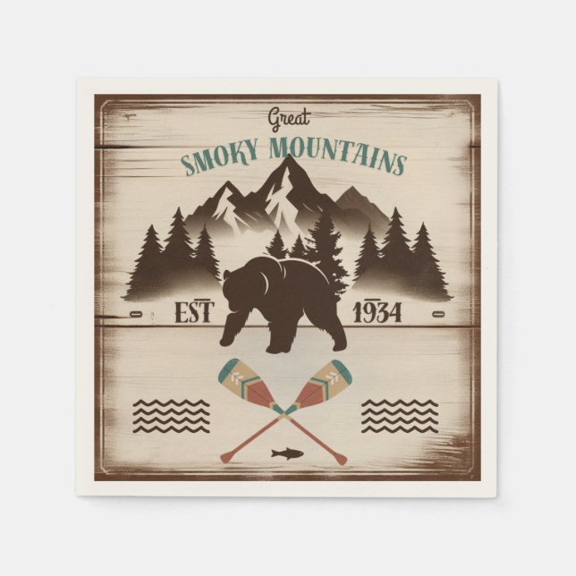 Great Smoky Mountains, TN bear Napkins (Front)