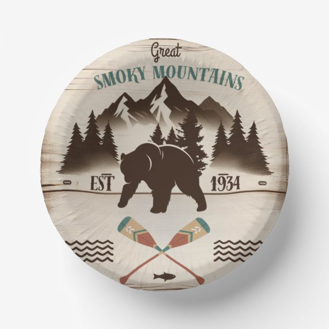 Great Smoky Mountains, TN bear Paper Bowls (Front)