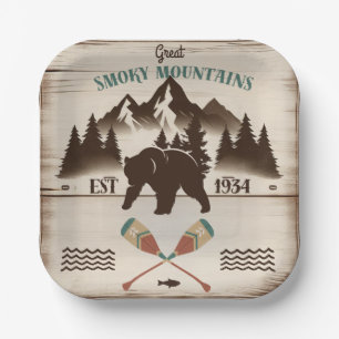 Great Smoky Mountains, TN bear Paper Plates