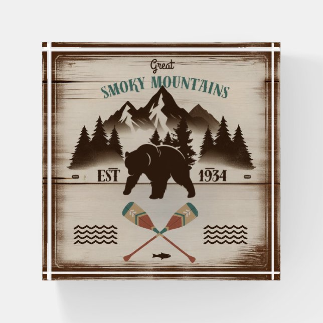 Great Smoky Mountains, TN bear Paperweight (Front)