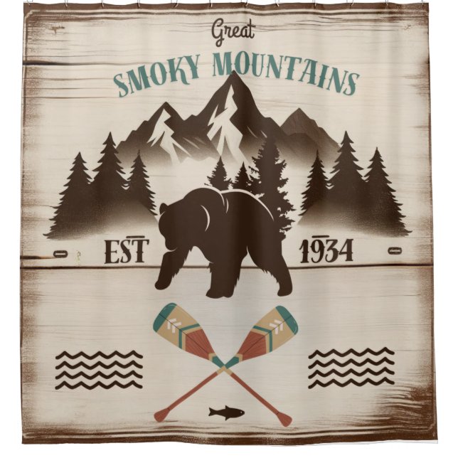 Great Smoky Mountains, TN bear Shower Curtain (Front)