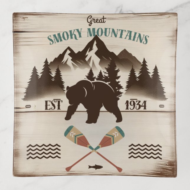 Great Smoky Mountains, TN bear Trinket Tray (Front)
