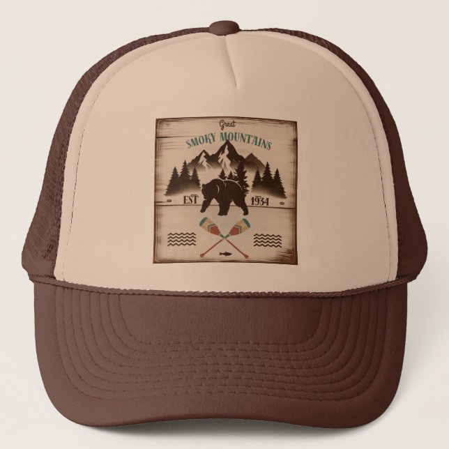 Great Smoky Mountains, TN bear Trucker Hat (Front)