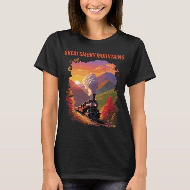 Great Smoky Mountains Train Retro Travel T-Shirt (Front)