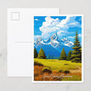 Great Smoky Mountains Travel Vintage illustration Postcard