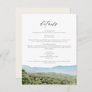 Great Smoky Mountains Travel Wedding Details Card