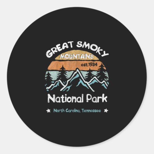 Great Smoky Mountains US National Park Camping Classic Round Sticker