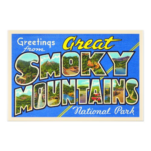 Great Smoky Mountains Vintage Postcard Photo Print