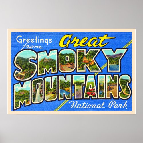 Great Smoky Mountains Vintage Postcard Poster