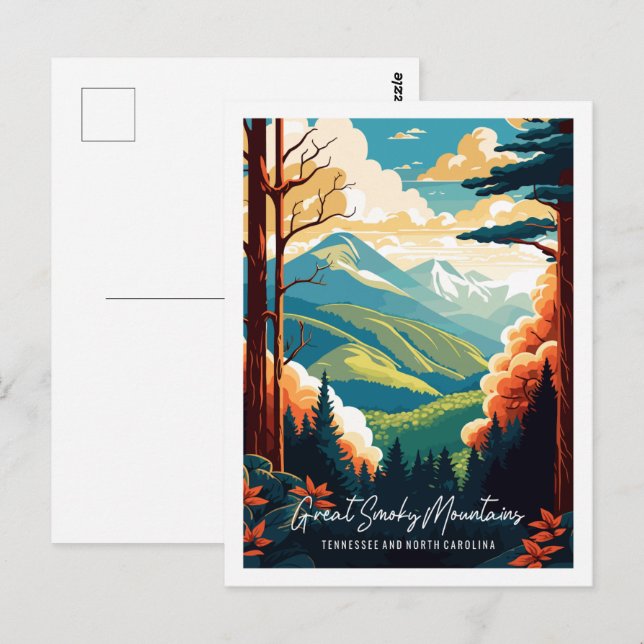 Great Smoky Mountains vintage travel illustration Postcard (Front/Back)