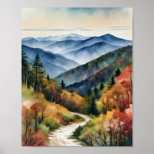 Great Smoky Mountains Watercolor Watercolor Art Poster